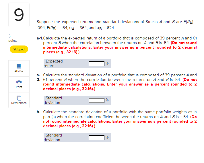 Solved Suppose The Expected Returns And Standard Deviations | Chegg.com