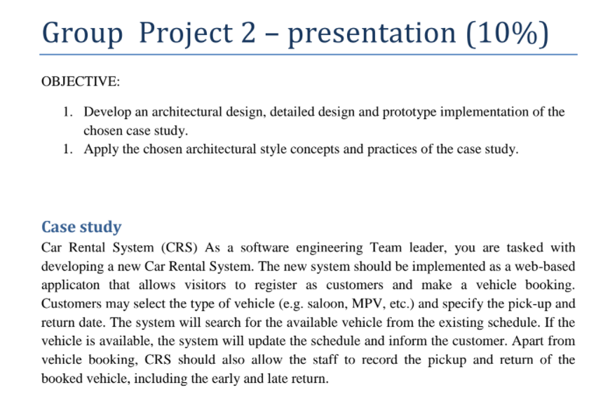 Solved Group Project 2 - presentation (10%) OBJECTIVE: 1. | Chegg.com