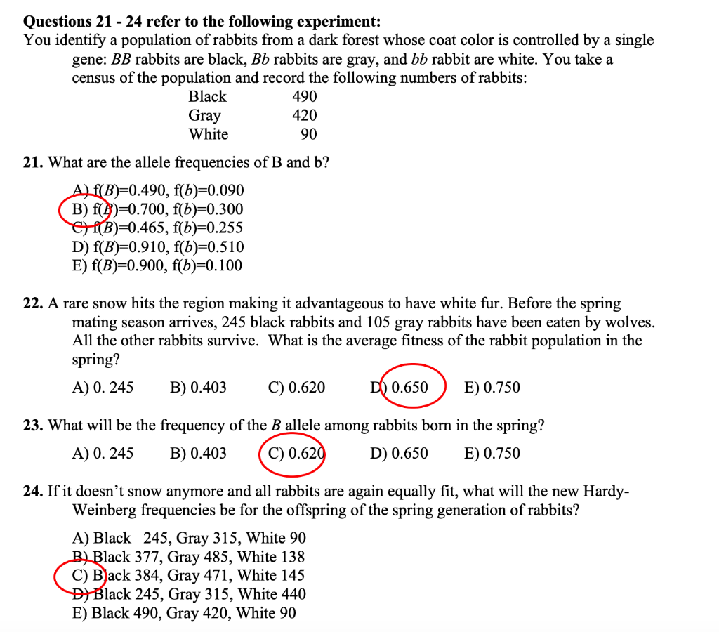 Solved Questions 21 - 24 refer to the following experiment: | Chegg.com