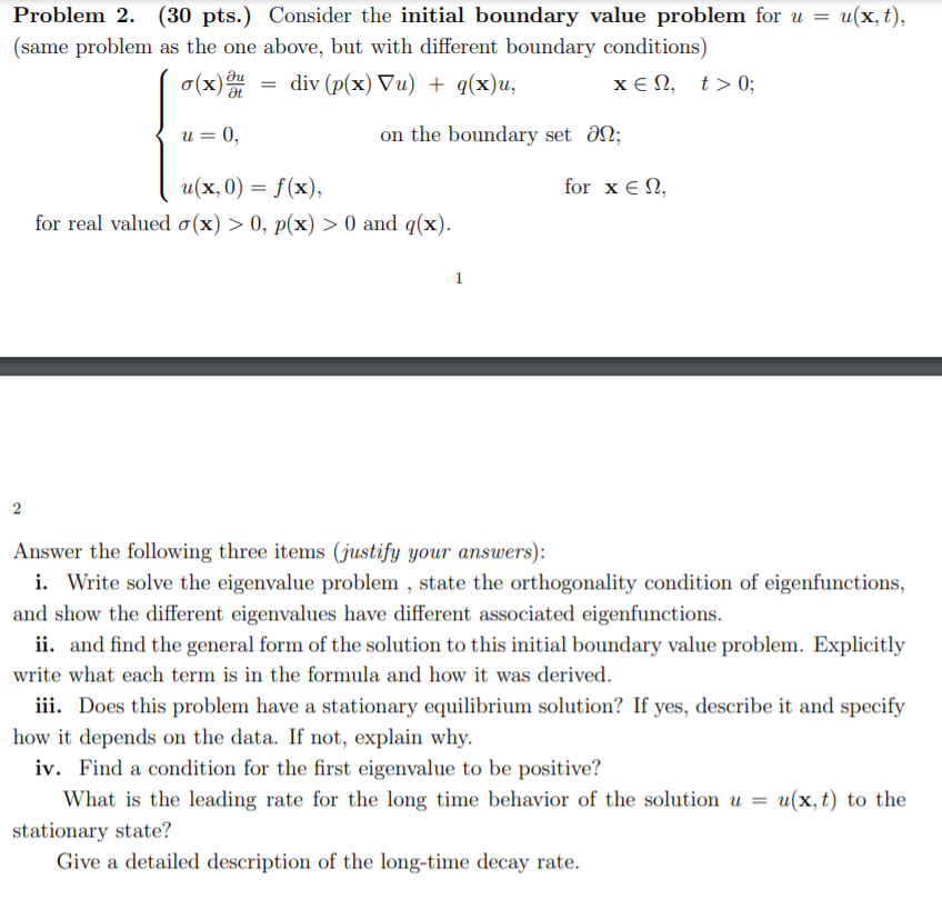 Problem 2. (30 Pts.) Consider The Initial Boundary | Chegg.com