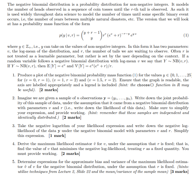 Solved The negative binomial distribution is a probability | Chegg.com