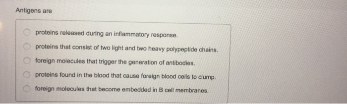 Solved Antigens Are Proteins Released During An Inflammatory Chegg