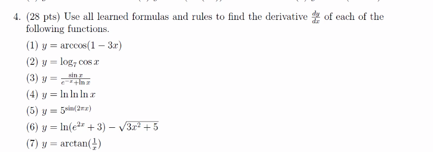 Solved 4. (28 pts) Use all learned formulas and rules to | Chegg.com