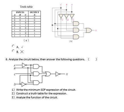Truth table
INPUTS
?
000
0
0
I
0
1
0
0
1
L
0
0
0 L
1 0
1
1
1
PC 98
A. ?
B. X
6. Analyze the circuit below, then answer the fo