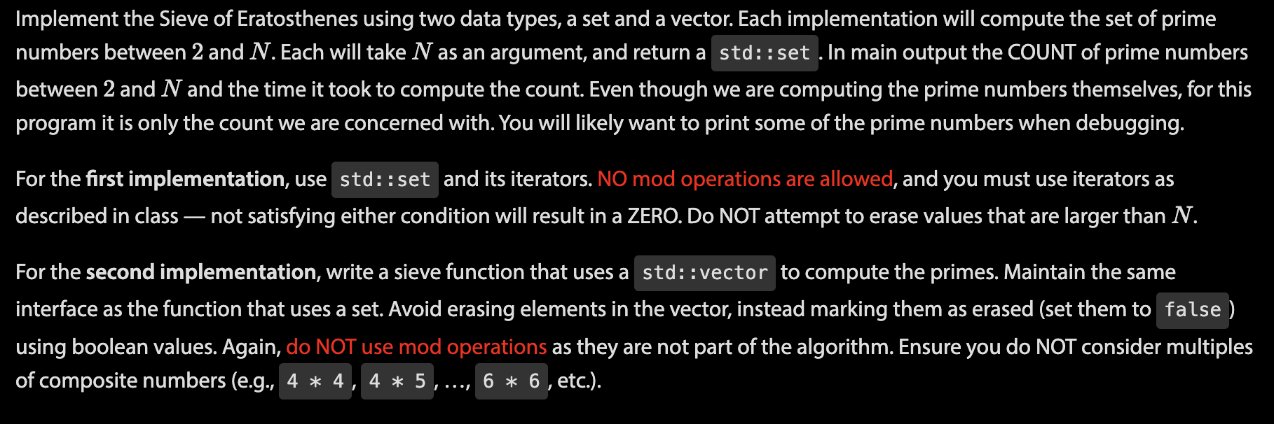 Solved Implement the Sieve of Eratosthenes using two data | Chegg.com