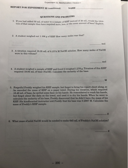 Unveiling the Secrets of Experiment 22 – Neutralization Titration 1 Answers