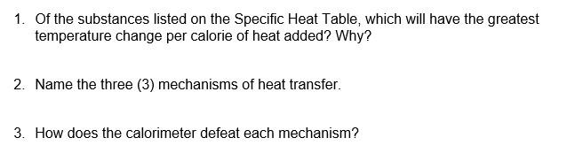 specific heat experimental value