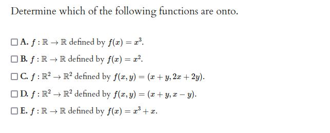 Solved Determine which of the following functions are | Chegg.com