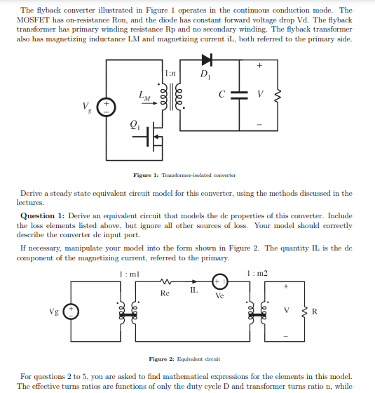 Solved The flyback converter illustrated in Figure 1 | Chegg.com