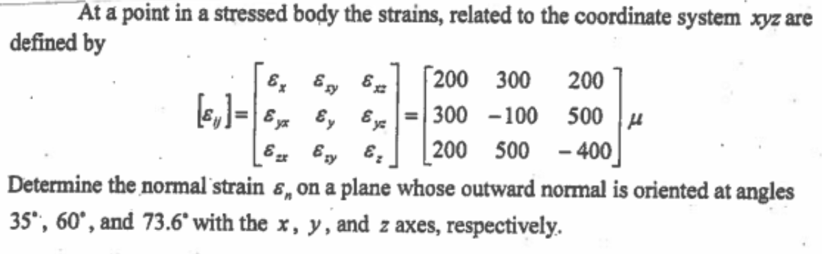 Solved At a point in a stressed body the strains, related to | Chegg.com