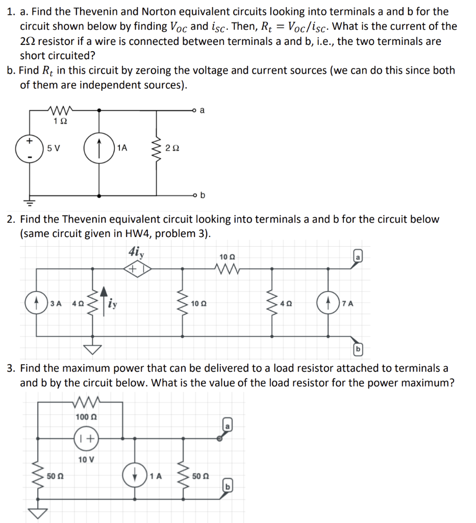 Solved 1. A. Find The Thevenin And Norton Equivalent | Chegg.com