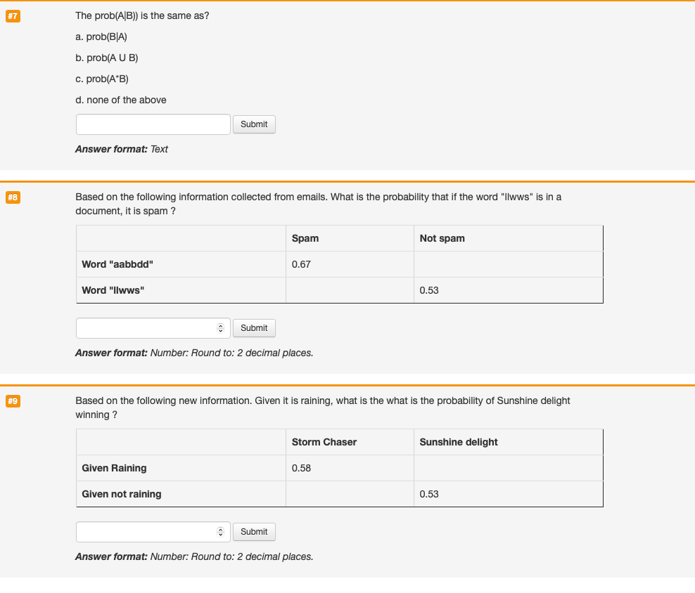 Solved #7 The Prob(AB)) Is The Same As? A. Prob(BA) B. | Chegg.com