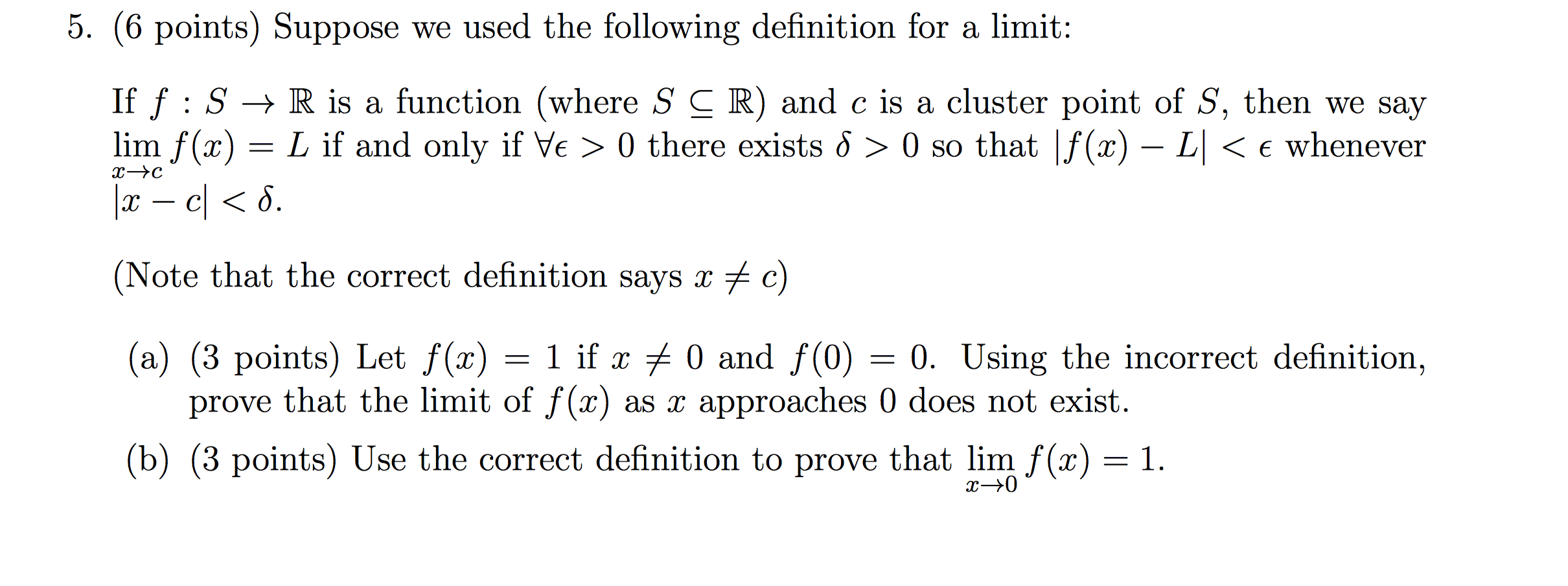 Solved 5 6 Points Suppose We Used The Following Defini Chegg Com