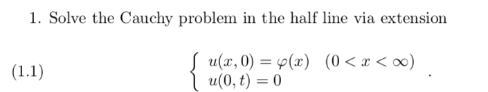 Solved 1. Solve the Cauchy problem in the half line via | Chegg.com