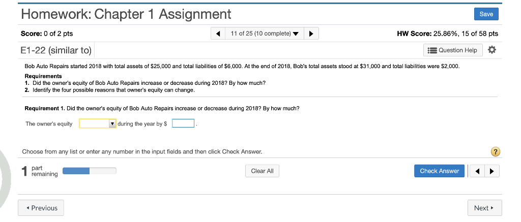 Solved Homework: Chapter 1 Assignment Save Score: 0 of 2 pts | Chegg.com