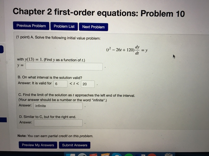 Solved Chapter 2 first-order equations: Problem 10 Previous | Chegg.com