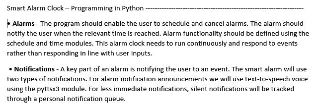 Solved Smart Alarm Clock - Programming in Python - Alarms - | Chegg.com