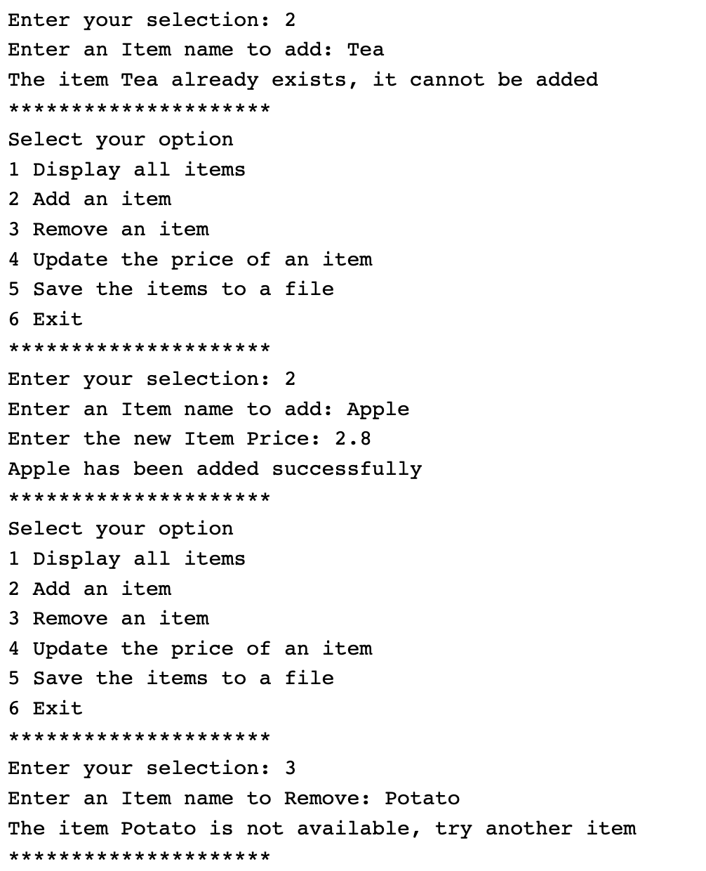 Solved Write a Python program that manages a store with the | Chegg.com