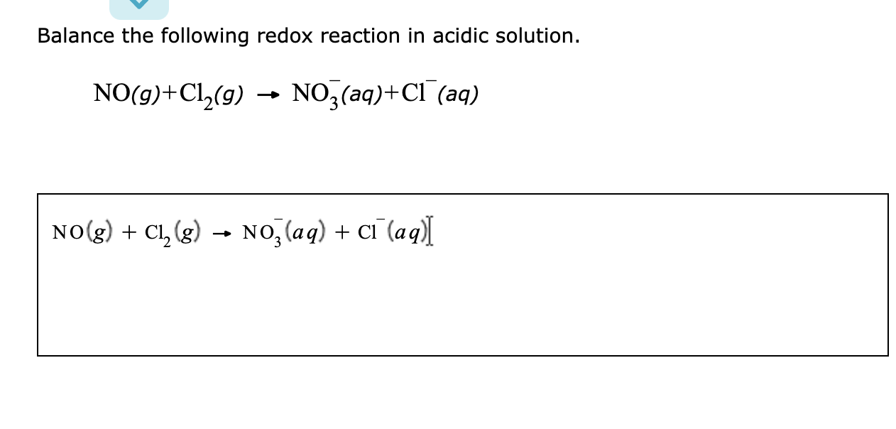 Solved Balance the following redox reaction in acidic | Chegg.com