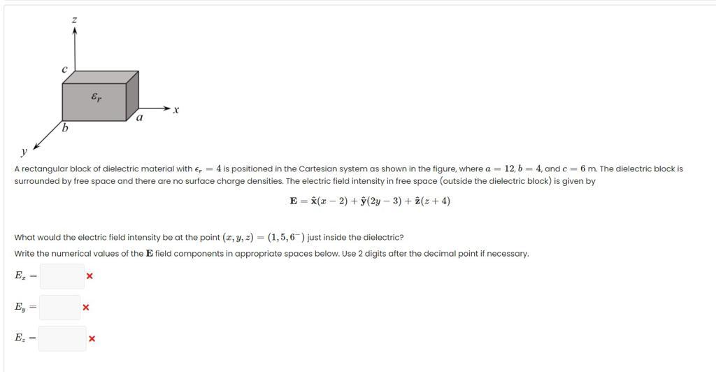 Solved S X A Y A Rectangular Block Of Dielectric Material Chegg Com