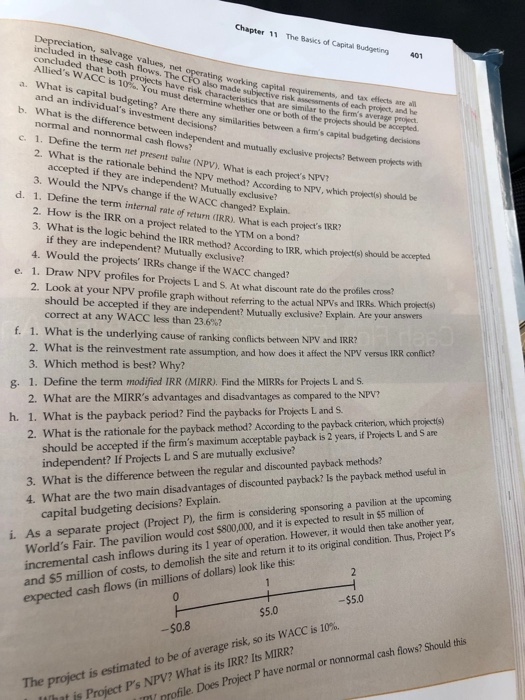 Solved Chapter 11 The Basiks of Capital Budgeting uded in | Chegg.com