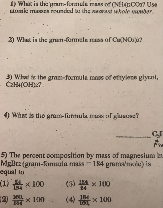 Solved 1 What is the gram formula mass of NH4 2COs Use Chegg