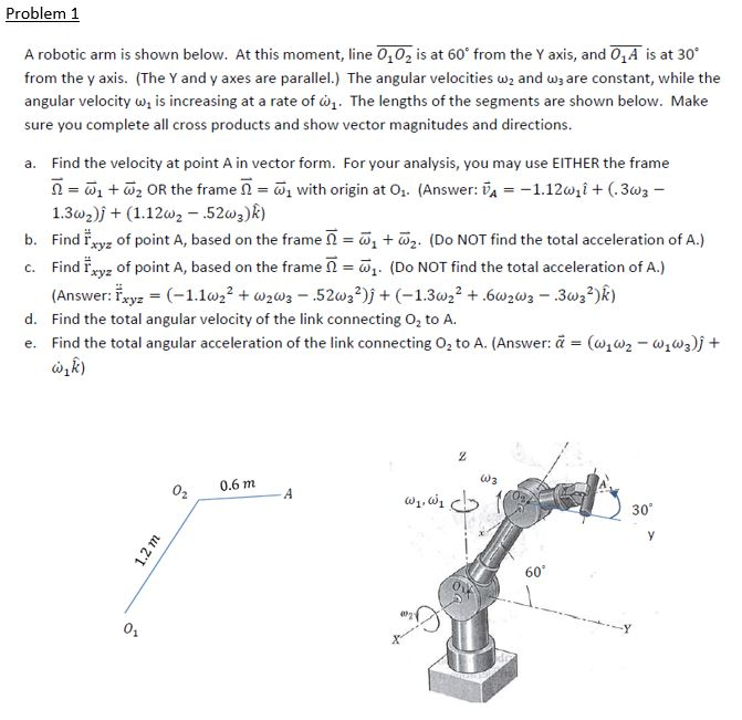 Problem 1 A robotic arm is shown below. At this | Chegg.com