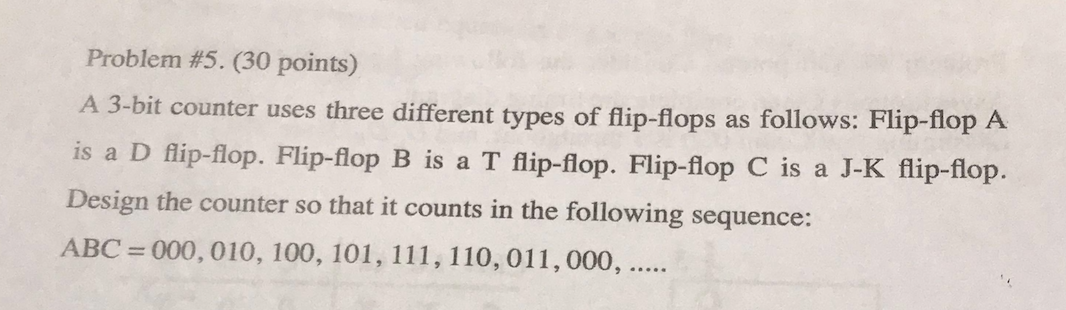 Solved Problem #5. (30 Points) A 3-bit Counter Uses Three | Chegg.com