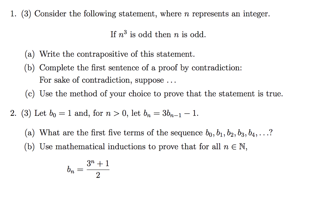 Solved onsider the following statement, where n represents | Chegg.com