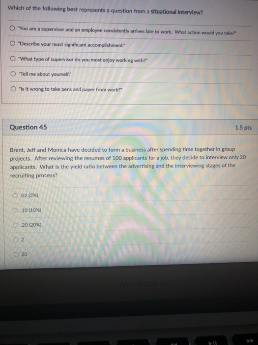 Solved Which of the following best represents a question | Chegg.com