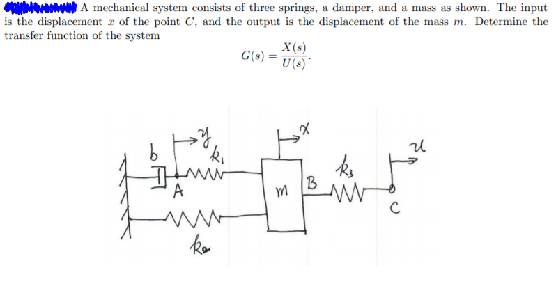 Solved A mechanical system consists of three springs, a | Chegg.com