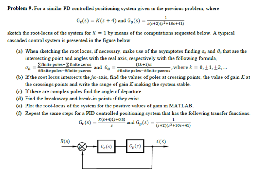 Solved Problem 9. For a similar PD controlled positioning | Chegg.com