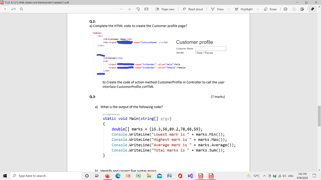 Solved 11211C1272 Web Design and Development Samplett.pdf 4 | Chegg.com