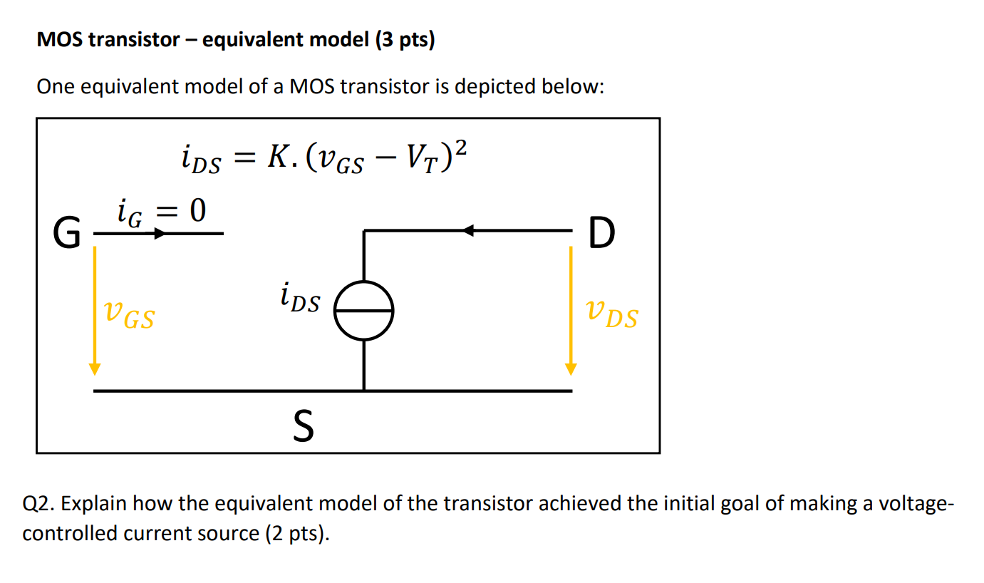 Solved MOS transistor - equivalent model (3 pts) One | Chegg.com