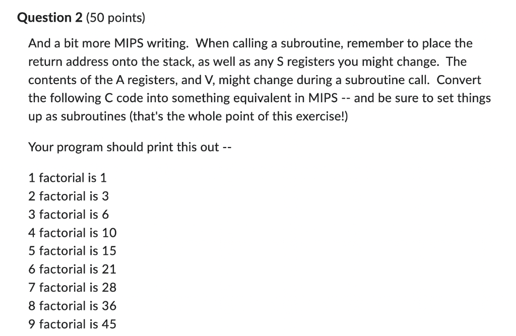 Solved And a bit more MIPS writing. When calling a | Chegg.com