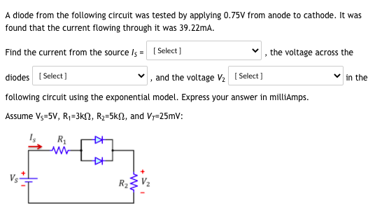 Solved A diode from the following circuit was tested by | Chegg.com