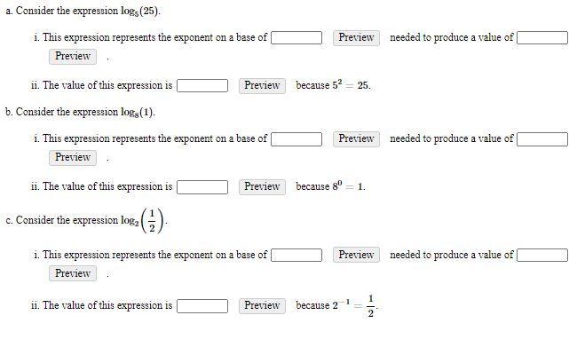 Solved a. Consider the expression log, (20). and less than | Chegg.com