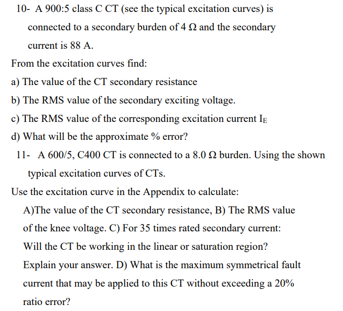 10 A 9005 class C CT (see the typical excitation