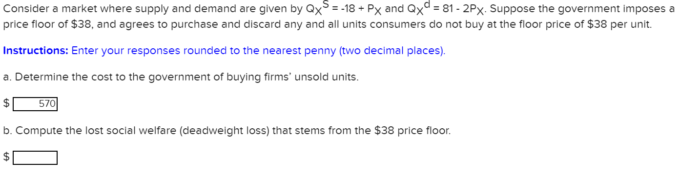 Solved Consider a market where supply and demand are given | Chegg.com