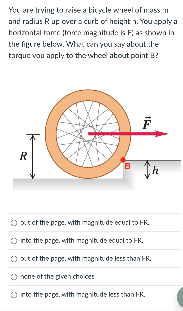 Solved You are trying to raise a bicycle wheel of mass m and