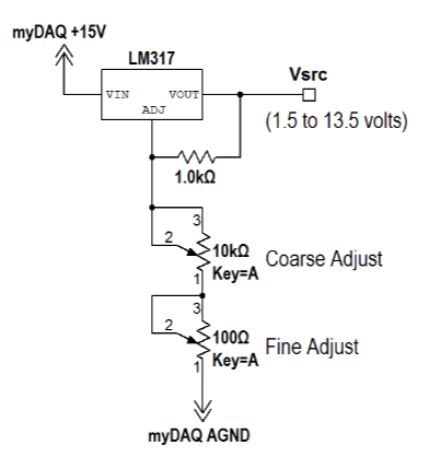 myDAQ + \( 15 \mathrm{~V} \)