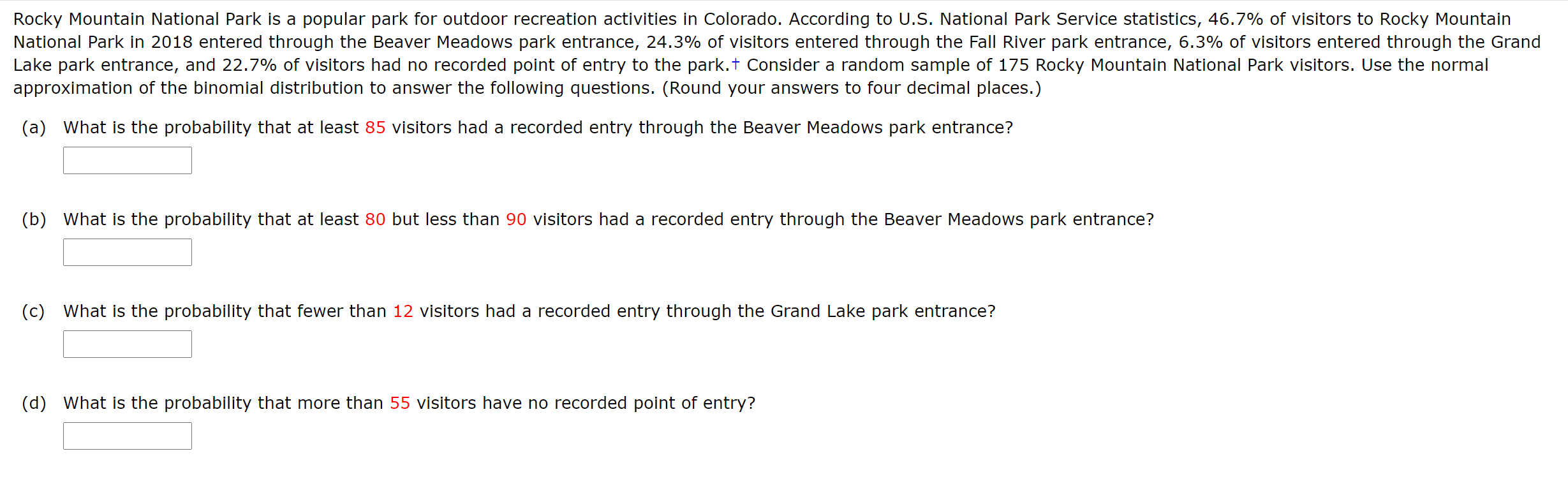 Solved Rocky Mountain National Park is a popular park for