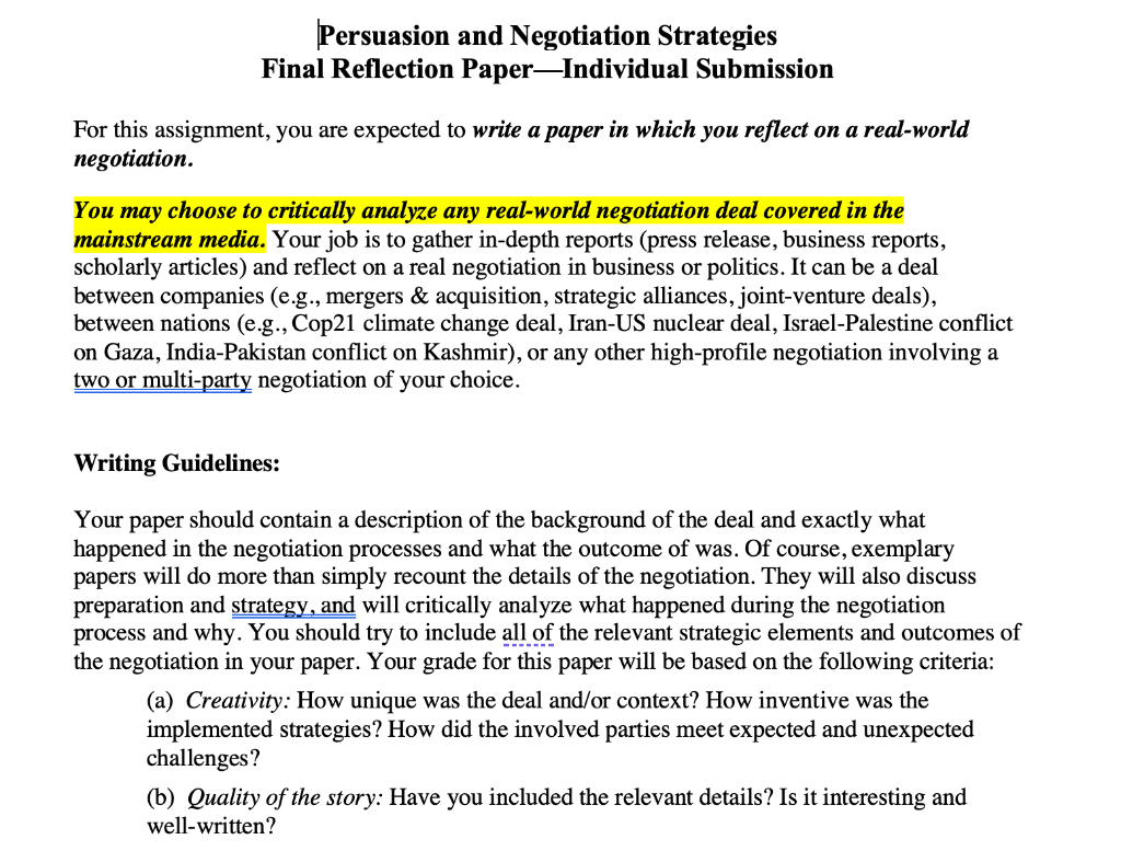 Persuasion and Negotiation Strategies Final