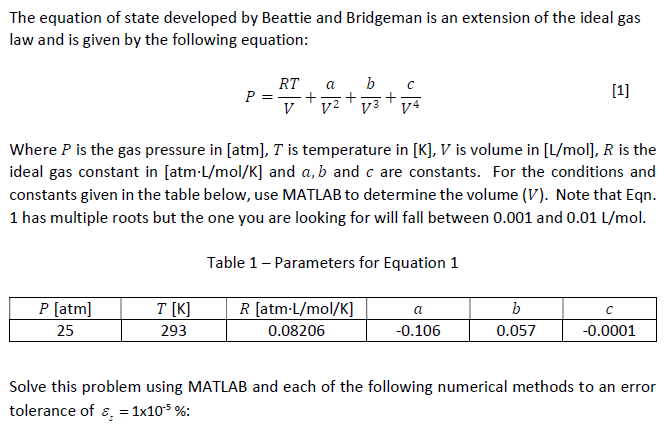 Solved The Equation Of State Developed By Beattie And | Chegg.com