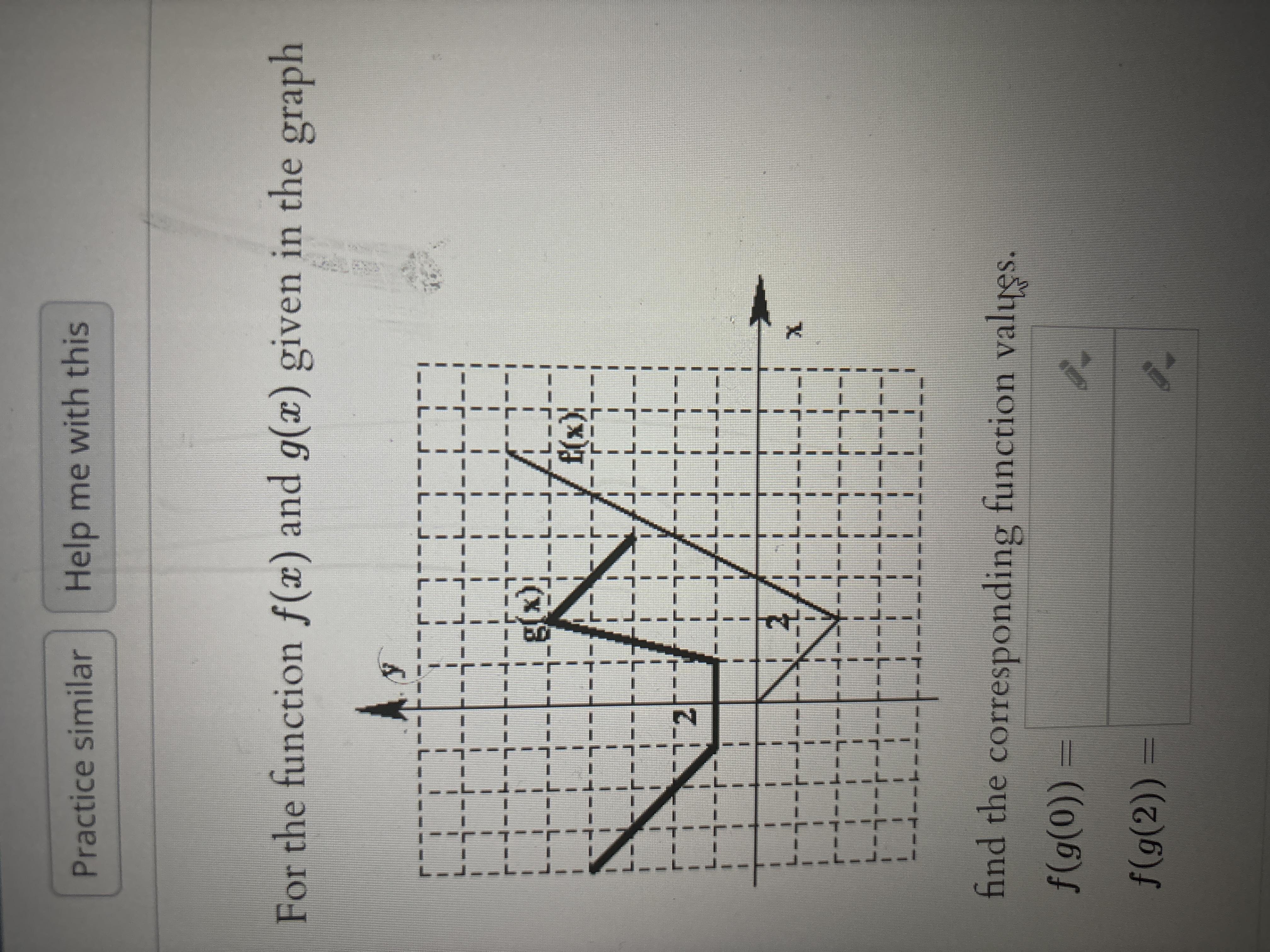 Solved For the function f(x) ﻿and g(x) ﻿given in the graph | Chegg.com