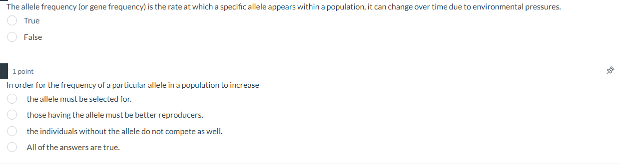 The allele frequency (or gene frequency) is the rate at which a specific allele appears within a population, it can change ov