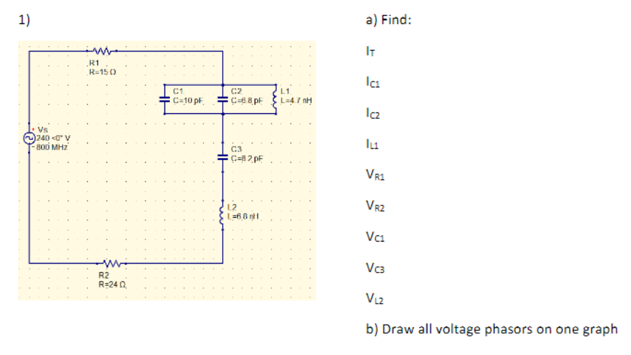 Solved b) Draw all voltage phasors on one graph | Chegg.com
