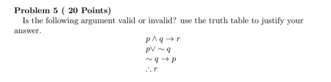 Solved Problem 5 ( 20 Points) Is the following argument | Chegg.com