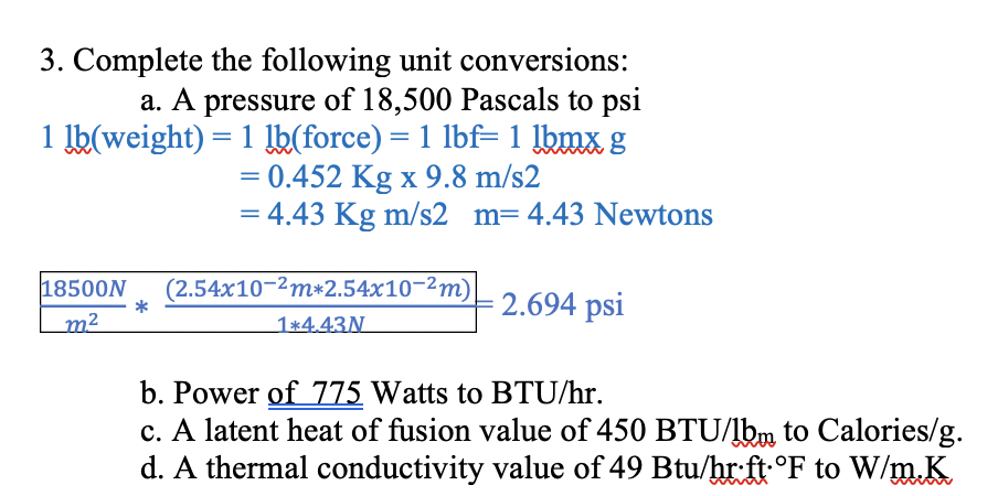 Solved 3. Complete The Following Unit Conversions: A. A | Chegg.com