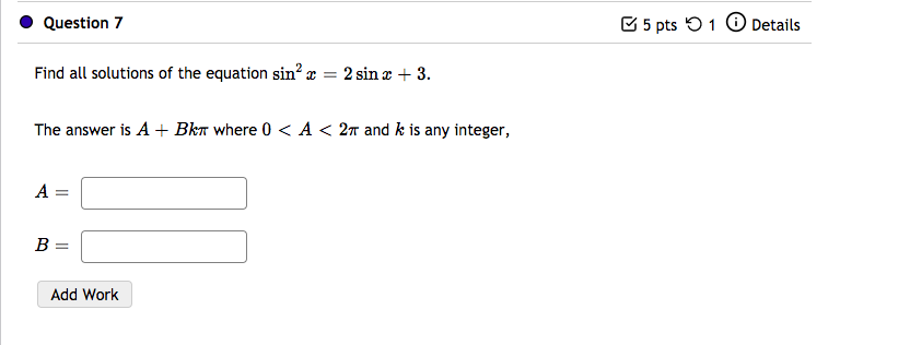 Solved Question 7 5 pts 1 Details Find all solutions of the | Chegg.com